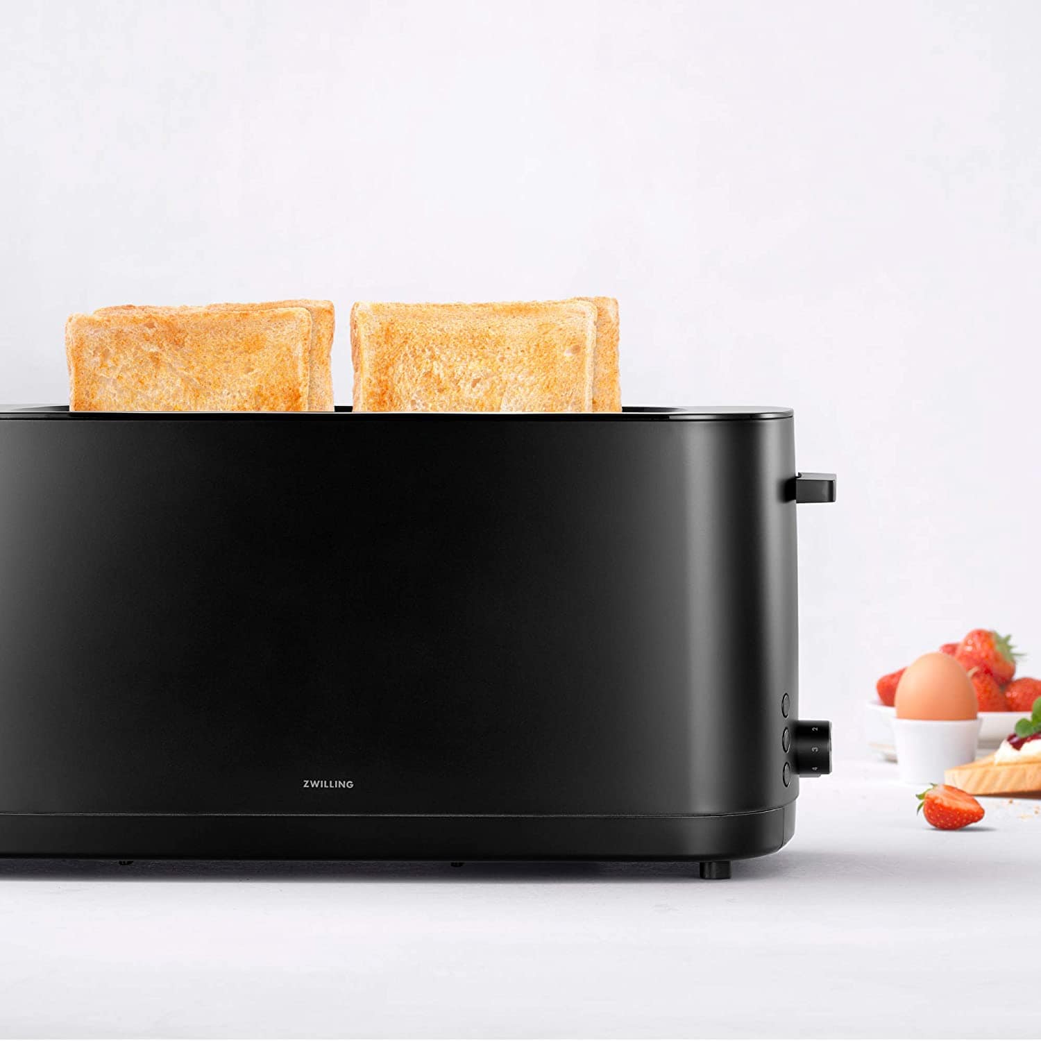 Zwilling Enfinigy, 4-Slice Long Slot Toaster, Extra Wide 1.5" Slots for Bagels and Toast, Black