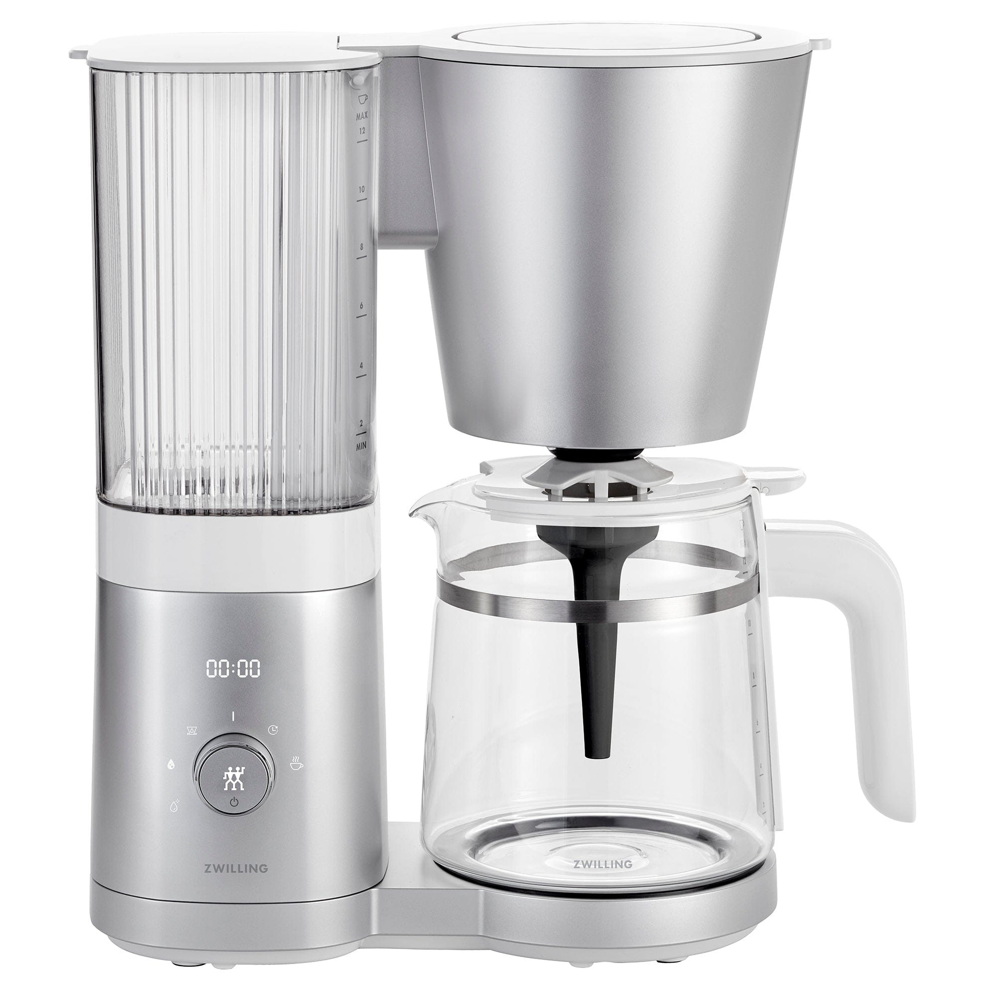 Zwilling Enfinigy Glass Drip Coffee Maker 12 Cup, Awarded the SCA Golden Cup Standard, Silver