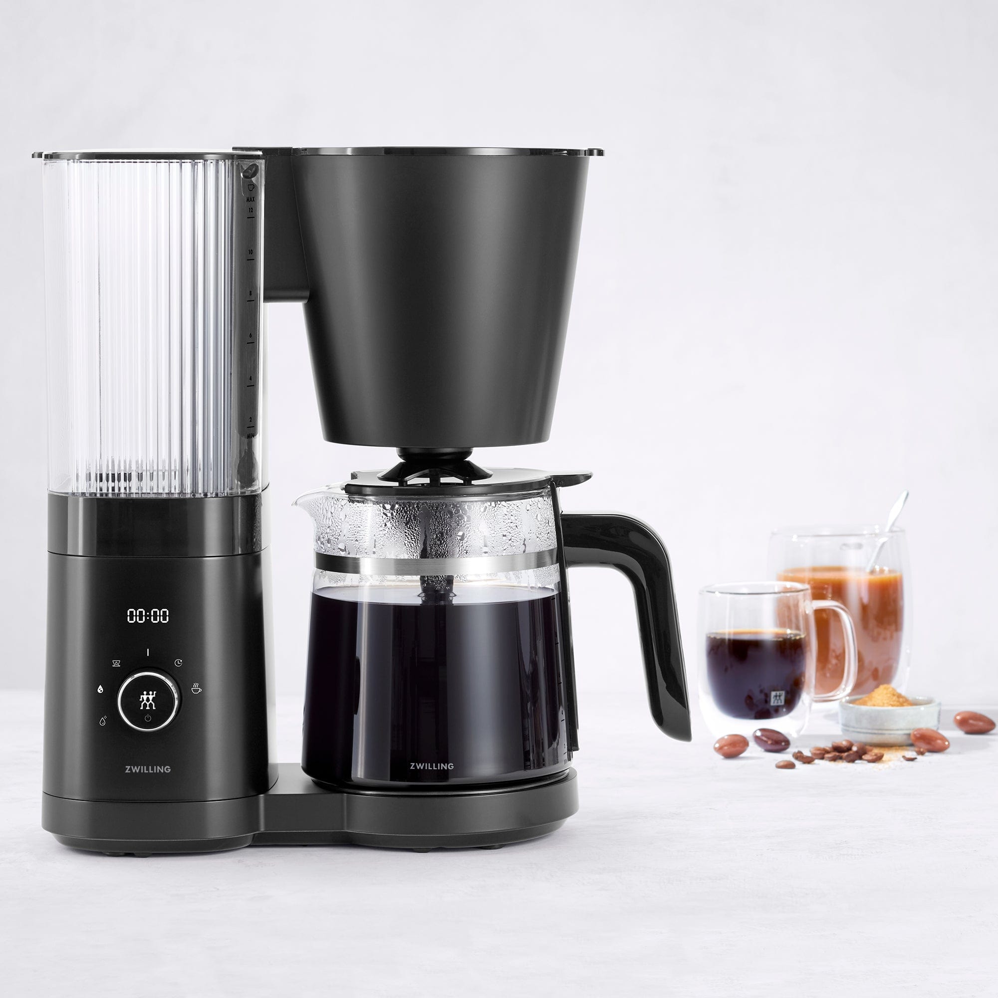 Zwilling Enfinigy Glass Drip Coffee Maker 12 Cup, Awarded the SCA Golden Cup Standard, Black