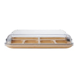Farberware Build-a-Board Cutting Board with Compartments and Clear Locking Lid for Charcuterie, Snacks, and More-Make it. Take it. Enjoy it, 11x14 Inch, Bamboo