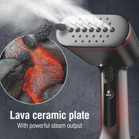 CHI LAVA Ceramic Plate Garment Steamer for Clothes with Fabric Brush, Red - Certified Refurbished
