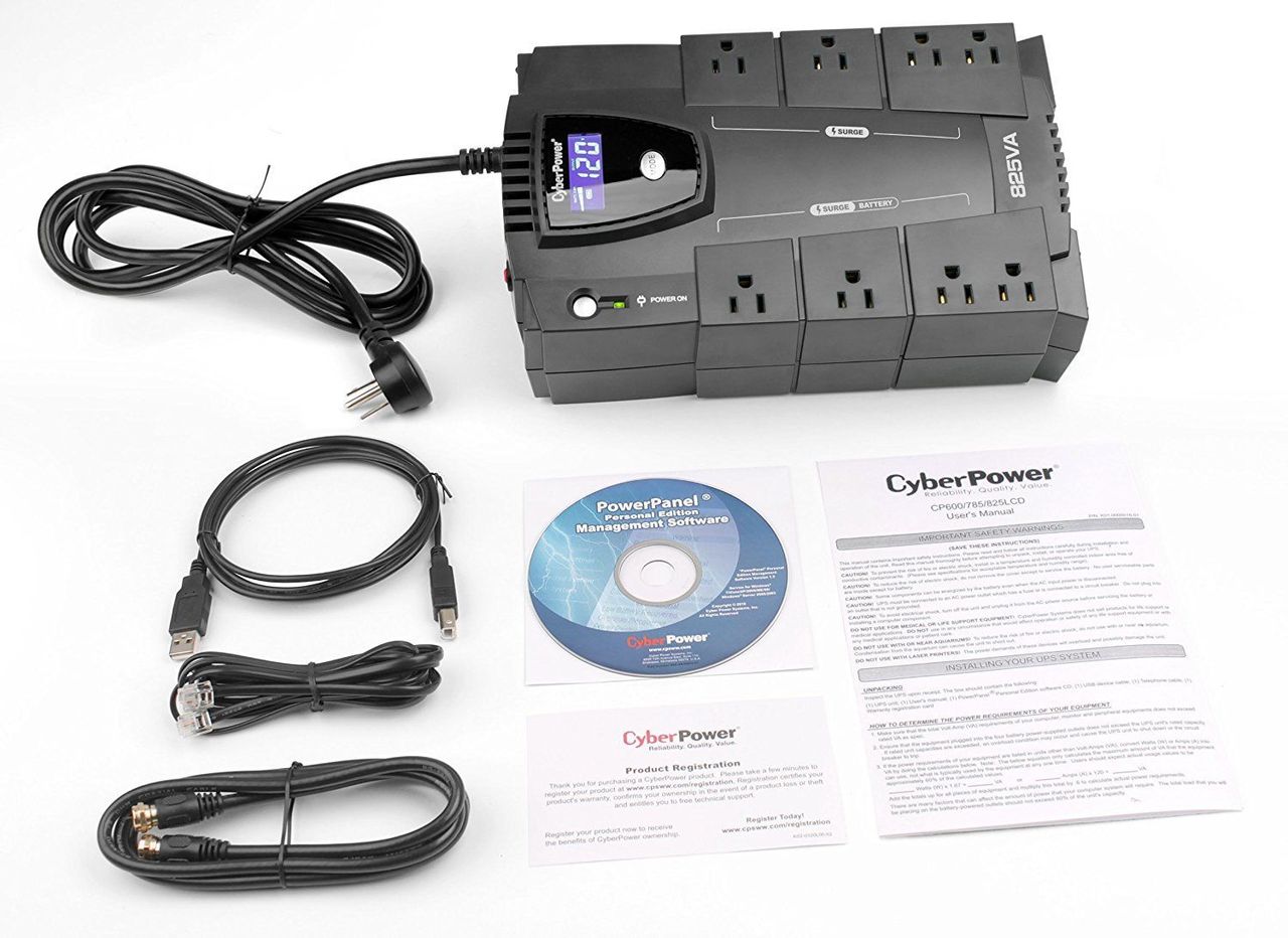 CyberPower CP825LCD-R 825VA/450W 8 Outlets Intelligent LCD UPS System - Certified Refurbished