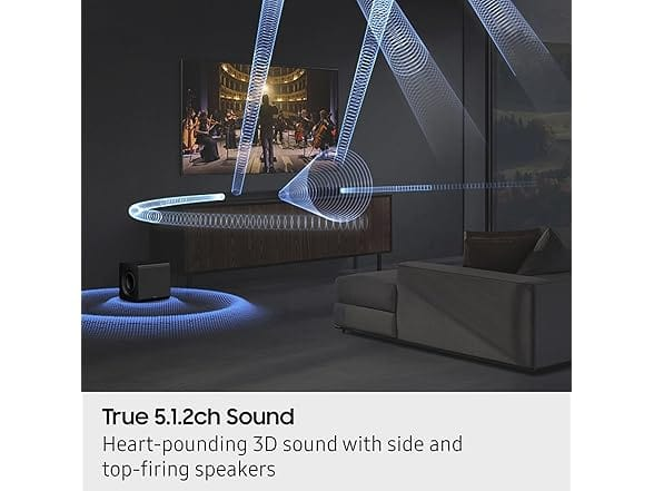 Samsung 5.1.2ch Q Series Soundbar + Subwoofer, Wireless Dolby Atmos, Q-Symphony, Game Mode Pro