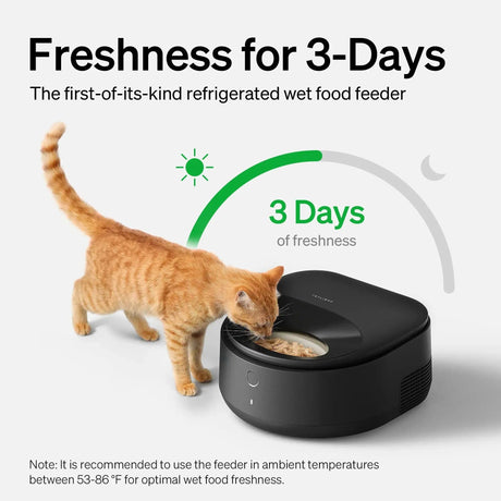 Petlibro Polar App Control Smart Wet Food Pet Feeder, 3 Meals, Anti-Pinch, Black - Certified Refurbished