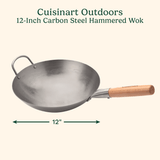 Cuisinart 12" Carbon Steel Hammered Wok, Round