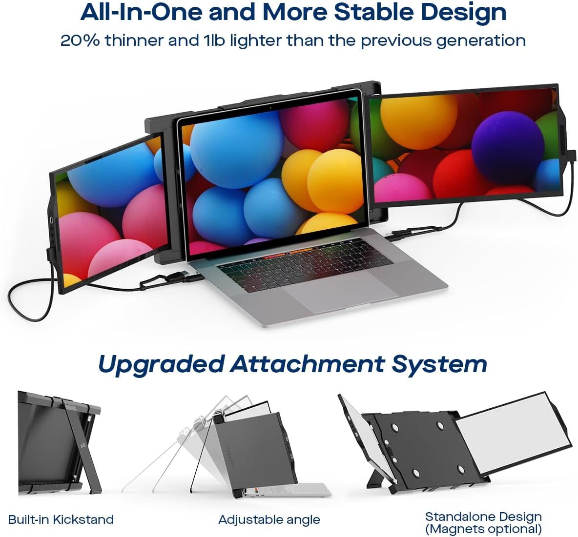 Mobile Pixels 13.3" Trio Portable Monitor, Triple Monitor - Certified Refurbished