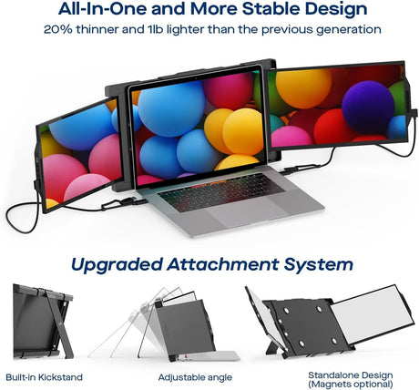 Mobile Pixels 13.3" Trio Portable Monitor, Triple Monitor - Certified Refurbished