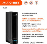 Arris SURFboard G20 Cable Modem Router Combo, DOCSIS 3.1, Wi-Fi 6, AX3000 - Certified Refurbished