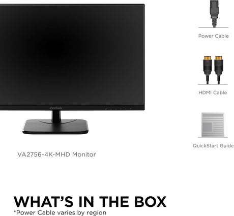ViewSonic 27" IPS 4K Monitor with Ultra-Thin Bezels, 60 Hz, Black - Certified Refurbished