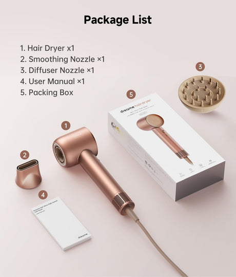 Dreame Hair Glory Combo High-Speed Hair Dryer, 110000 RPM Motor, 300 Million Negative Ions, Fast Dry in 2 Min, Lightweight, Quiet, Smart Temp Control
