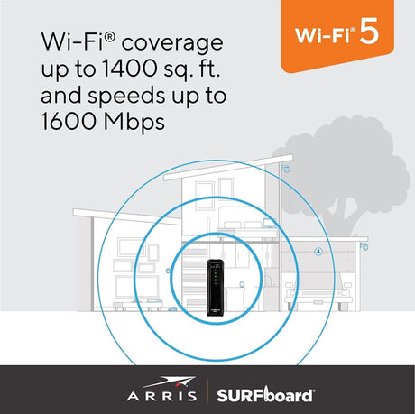 Arris Cable Modem Router Combo DOCSIS 3.0 16 x 4 Gigabit AC1600 WiFi - Certified Refurbished
