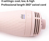 L'ange Hair Le Volume 2-in-1 Titanium Blow Dryer Brush, 60mm Oval Barrel, for Smooth, Frizz-Free Styling on All Hair Types, Blush