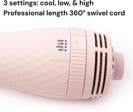 L'ange Hair Le Volume 2-in-1 Titanium Blow Dryer Brush, 60mm Oval Barrel, for Smooth, Frizz-Free Styling on All Hair Types, Blush