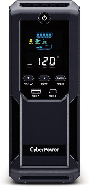 CyberPower Intelligent LCD UPS Battery Backup and Surge Protector, 1500VA/900W, 12 Outlets 2 USB Ports, AVR - Certified Refurbished