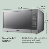 Panasonic 2.2 Cu. Ft. Countertop Microwave Oven, Inverter Technology, Genius Sensor, 1250W, Silver - Certified Refurbished