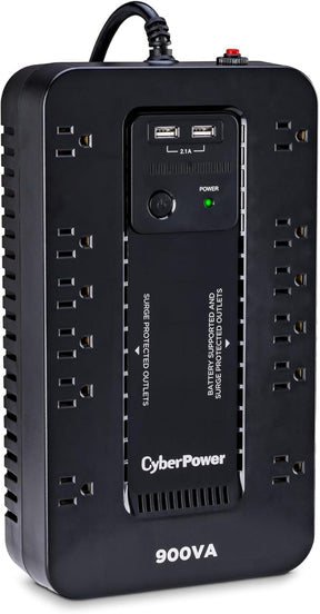 CyberPower Standby UPS Battery Backup and Surge Protector, 900VA/500W, 12 Outlets, 2 USB Charging Ports, Compact - Certified Refurbished