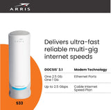 Arris S33 SURFboard Cable Modem DOCSIS 3.1 Multi-Gigabit WiFi Max Internet Speed 2.5 Gbps - Certified Refurbished