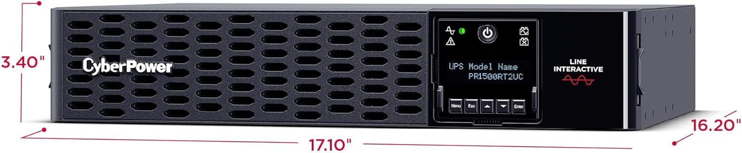 CyberPower Smart App Sinewave UPS Battery Backup and Surge Protector, 1500VA/1500W, 8 Outlets, 2U Rack/Tower - Certified Refurbished