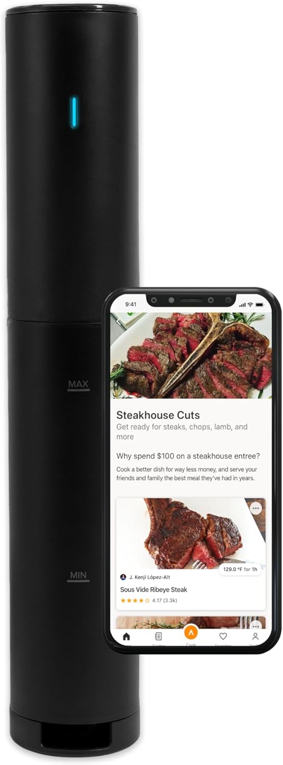Anova Culinary Sous Vide Precision Cooker Mini, 850 Watts, Black and Orange, App Enabled, 2024 Model
