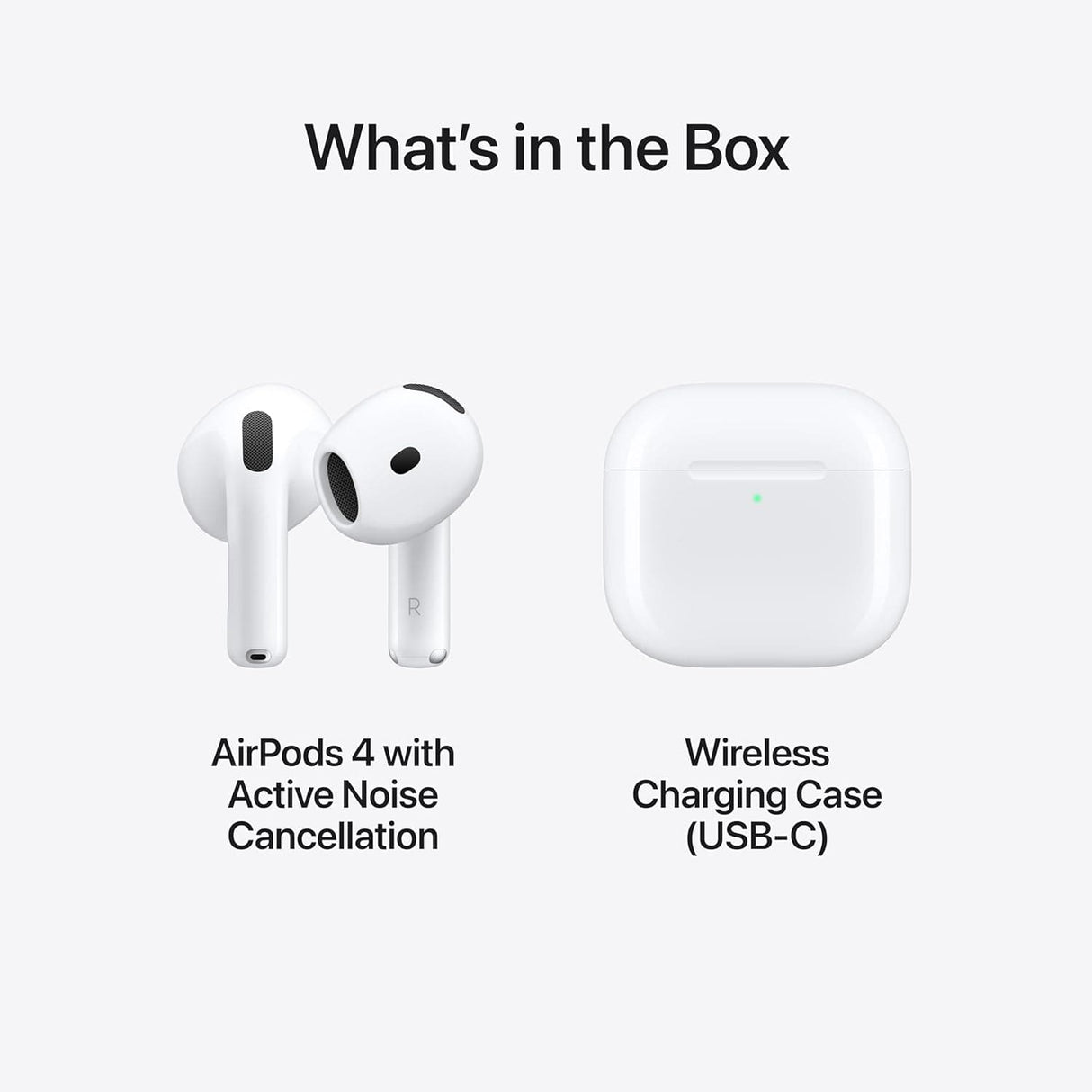 Apple AirPods 4 Wireless Earbuds, Active Noise Cancellation, Adaptive, Transparency Mode, Personalized Spatial Audio, USB-C Charging Case