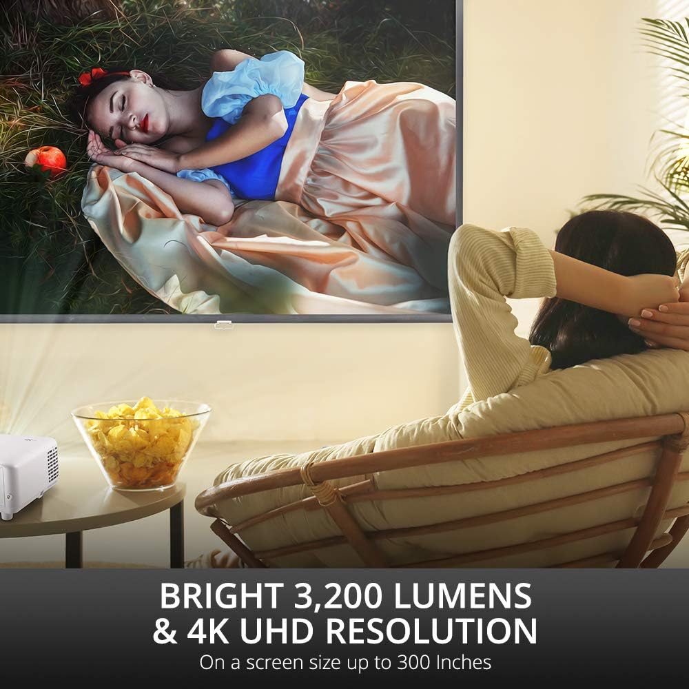ViewSonic 4K UHD 3200 Lumens 240Hz 4.2ms Home Theater Projector, White - Certified Refurbished