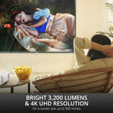 ViewSonic 4K UHD 3200 Lumens 240Hz 4.2ms Home Theater Projector, White - Certified Refurbished