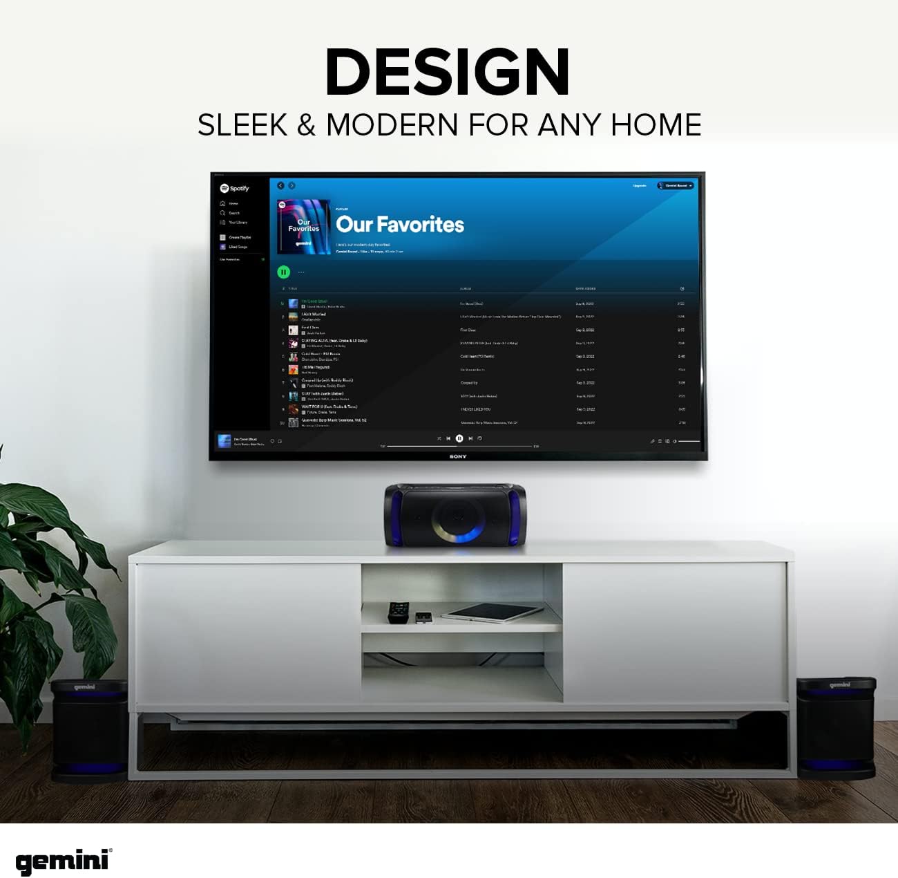 Gemini Home Stereo System with LED Party Lighting, PA / Karaoke System, 2000 Watts, Bluetooth, 8" Dual Subwoofers, Black