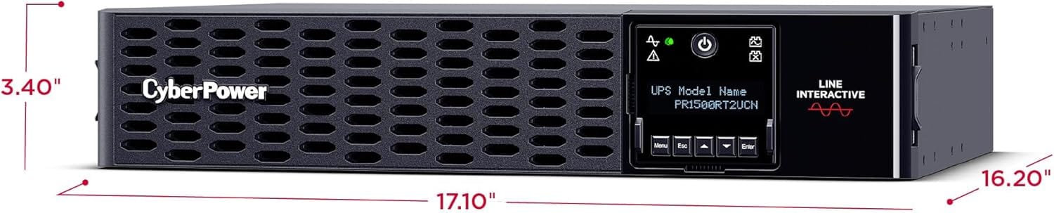 CyberPower Smart App Sinewave UPS Battery Backup and Surge Protector, 1500VA/1500W, 8 Outlets, 2U Rack/Tower - Certified Refurbished