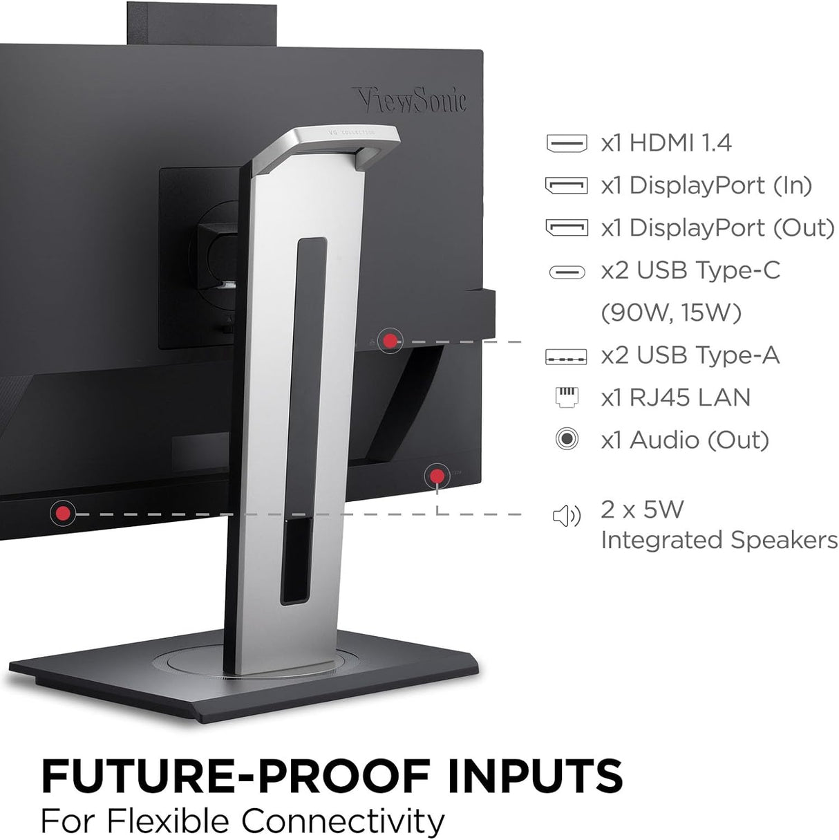 ViewSonic 24" 1080p Video Conferencing Docking Monitor with Webcam, 100 Hz, Black - Certified Refurbished