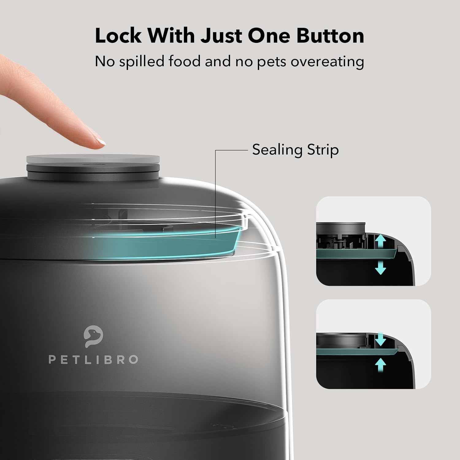 Petlibro Air Automatic Pet Feeder, 2L, Battery-Operated, 180-Day Battery Life, Black - Certified Refurbished