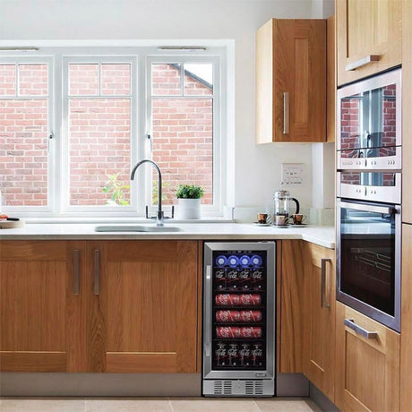 Newair 15" Built-in Beverage Fridge, 96 Cans, Stainless Steel - Certified Refurbished