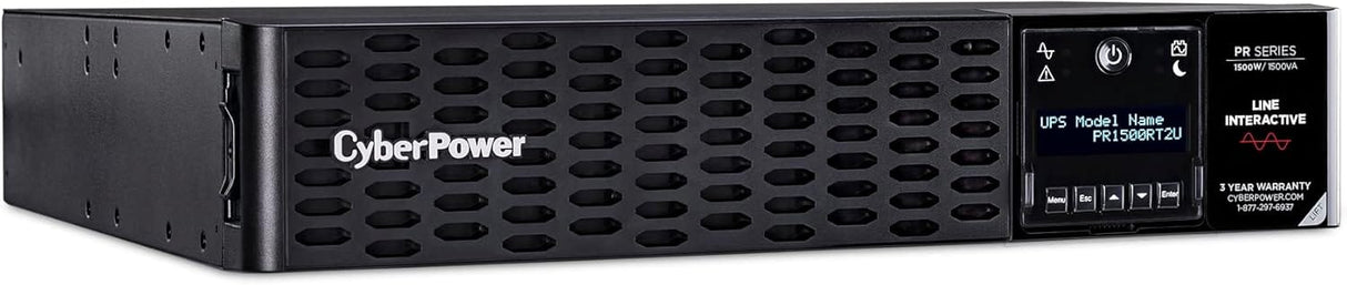 CyberPower Smart App Sinewave UPS System, 1500VA/1500W, 8 Outlets, 2U Rack/Tower, RMCARD205 Pre-Installed - Certified Refurbished