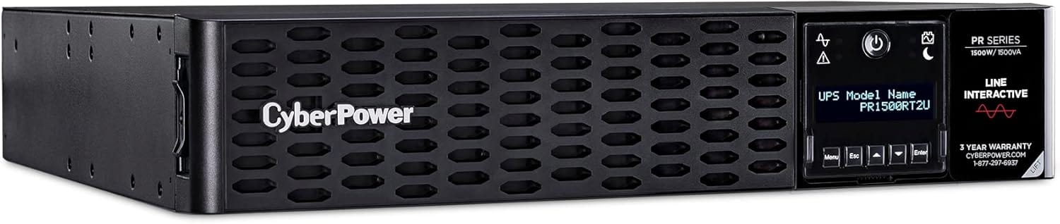 CyberPower Smart App Sinewave UPS System, 1500VA/1500W, 8 Outlets, 2U Rack/Tower, RMCARD205 Pre-Installed - Certified Refurbished