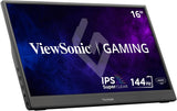 ViewSonic 16" 1080p IPS Portable Gaming Monitor, 144Hz, USB C, Mini HDMI, Black - Certified Refurbished