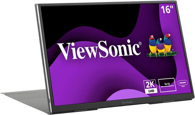 ViewSonic 16" WQXGA 1600p IPS Portable Monitor with 2 Way Powered 65W USB C, 60 Hz, Black - Certified Refurbished