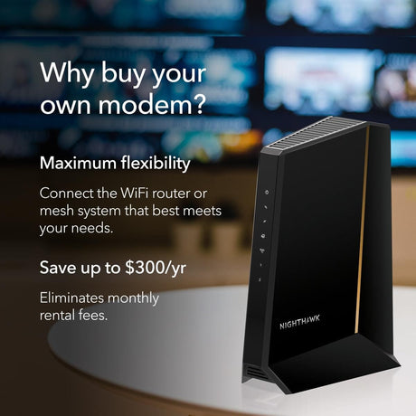 Netgear CM3000 Nighthawk DOCSIS 3.1 Mid/high-Split Cable Modem, Up to 2.5Gbps, Black - Certified Refurbished