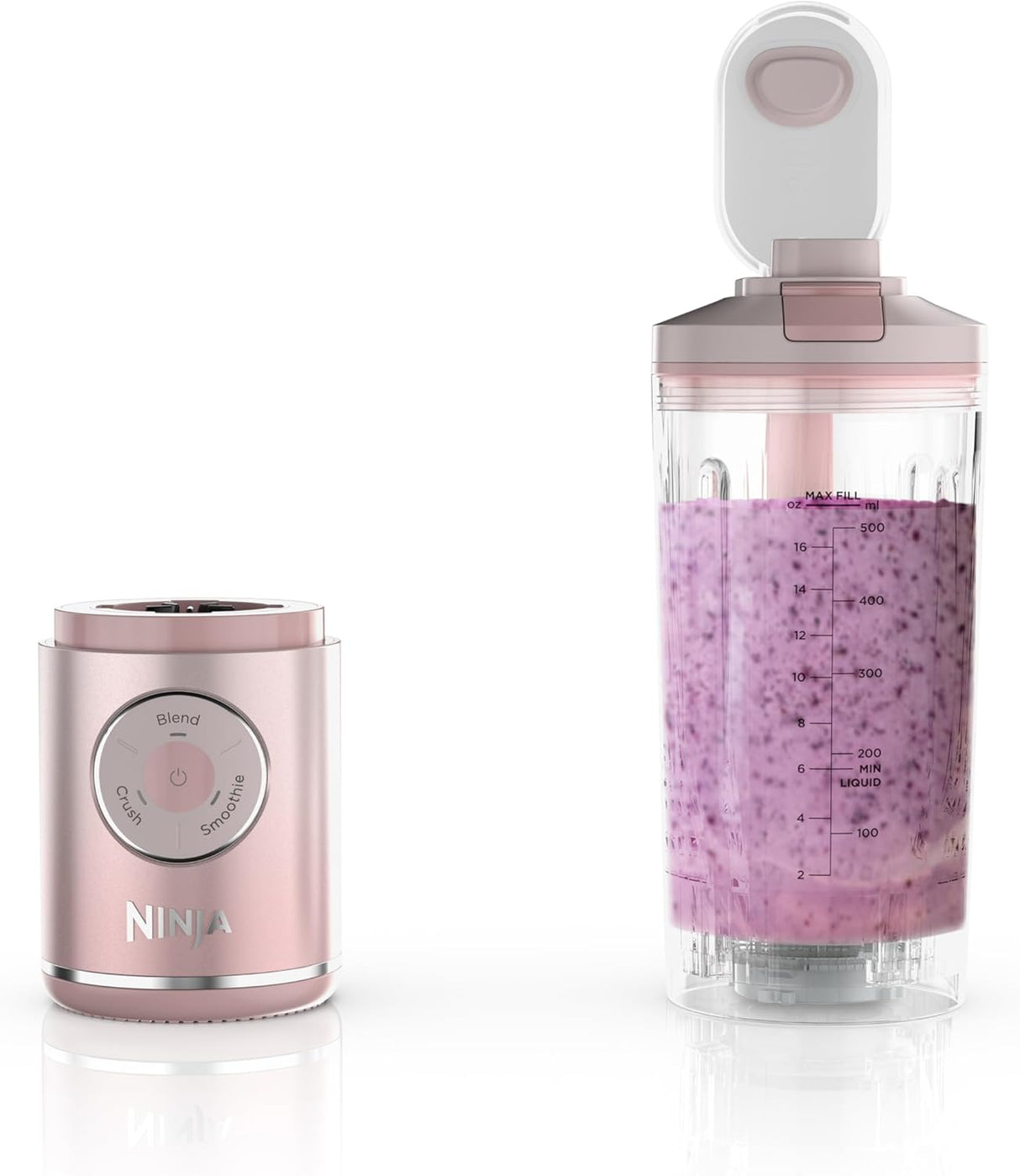 Ninja Blast Max Personal Cordless Blender for Smoothies, Blend, Ice Crush, 22 oz. Twist & Go Vessel, Pink - Certified Refurbished