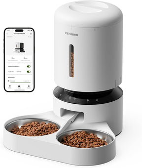 Petlibro 5G WiFi Automatic Pet Feeder for Two Cats or Dogs, 5L Food Dispenser with Low Food Sensor, White - Certified Refurbished