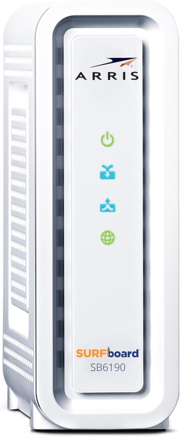 Arris SB6190 SURFboard Cable Modem DOCSIS 3.0 32x8 Gigabit 1 Gbps Port 800 Mbps Max Speed - Certified Refurbished