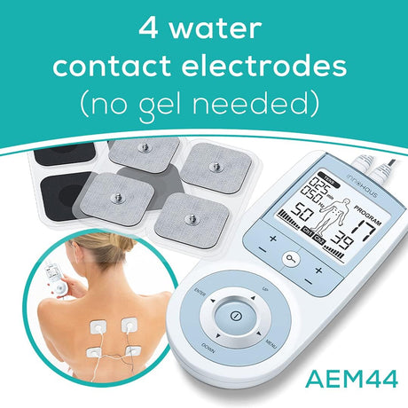 Innohaus TENS Unit Muscle Stimulator with 50 Intensity Levels for Pain Relief and Muscle Recovery, White - Refurbished