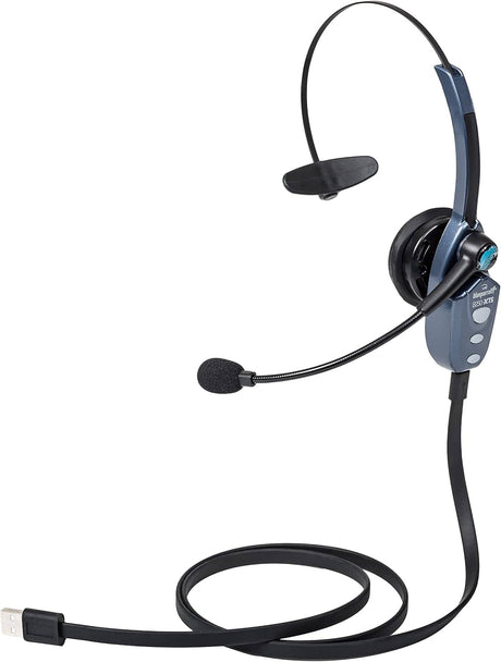 BlueParrott B250-XTS Mono Bluetooth Wireless Headphones 91% Noise Canceling Over Head Trucker Headset with Mic, Blue - Certified Refurbished