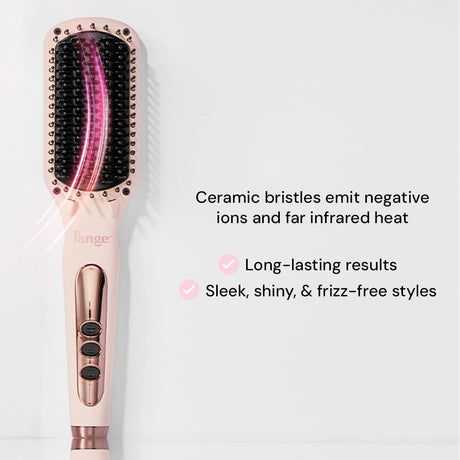 L'ange Hair Le Vite Straightening Brush, Dual-Voltage Hot Brush for Smooth, Anti Frizz Hair, Blush