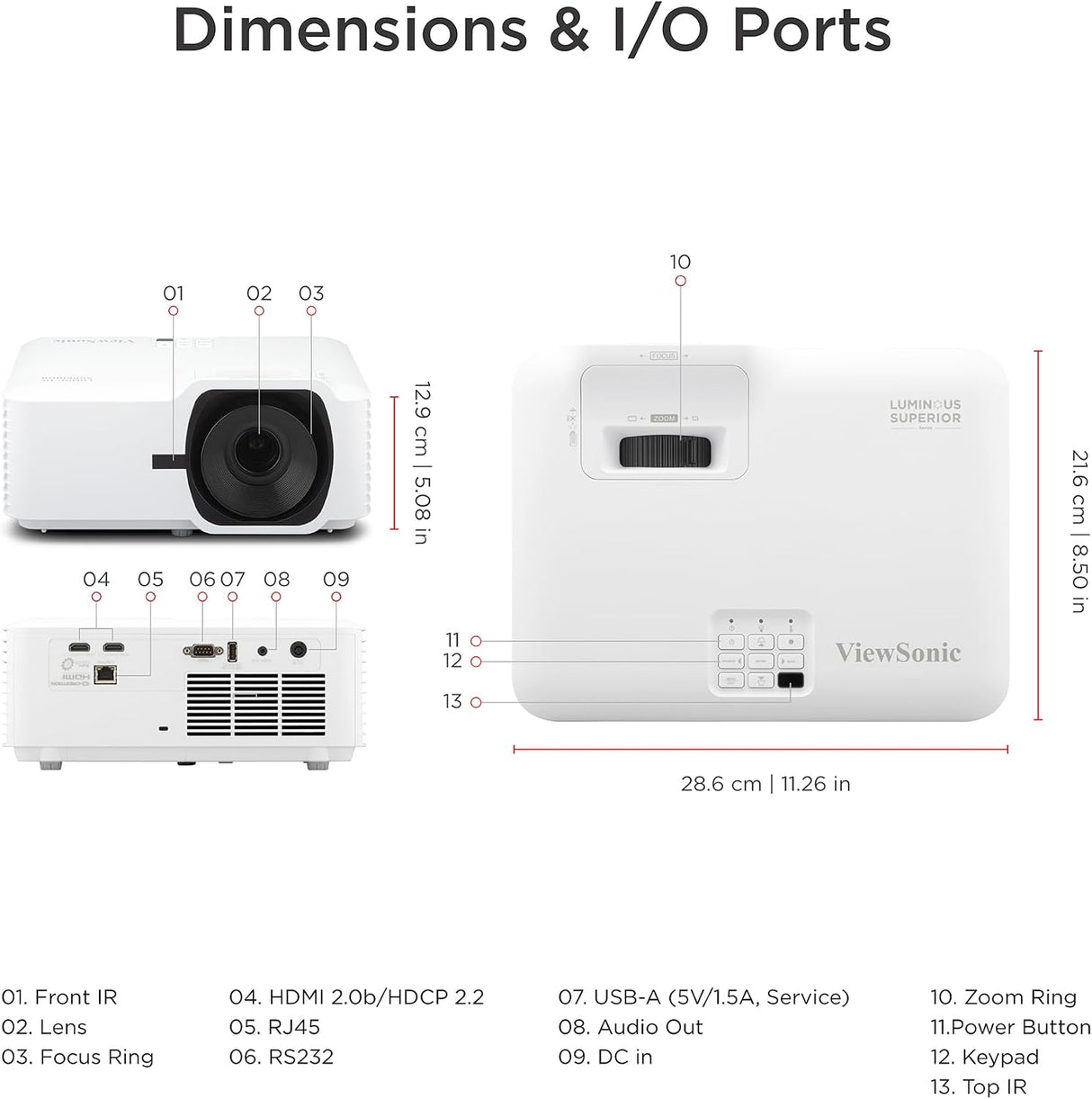 ViewSonic 5000 Lumens 1080p Laser Projector - Certified Refurbished