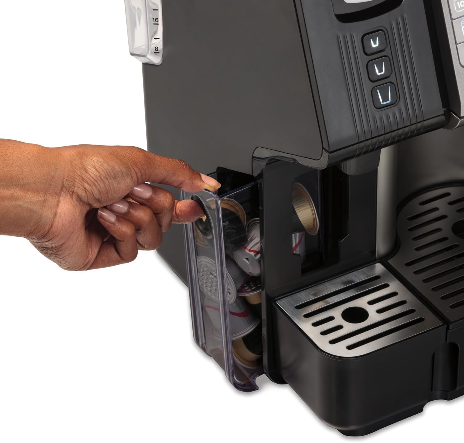 Hamilton Beach FlexBrew Trio 2-Way Coffee Maker, K-Cup & Grounds Compatible, 12-Cup & Espresso Brewing, 56oz. Removable Reservoir, Black