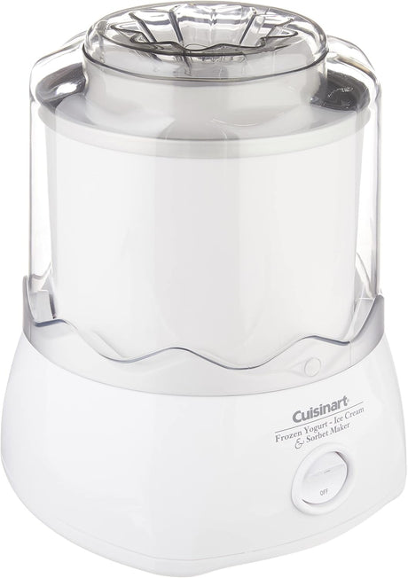 Cuisinart Automatic 1.5-Quart Frozen Yogurt, Ice Cream and Sorbet Maker, White - Certified Refurbished