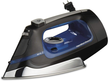 Hamilton Beach Clothing Iron, Steam Iron for Clothes with Stainless Steel Soleplate & Retractable Cord, Black - Certified Refurbished
