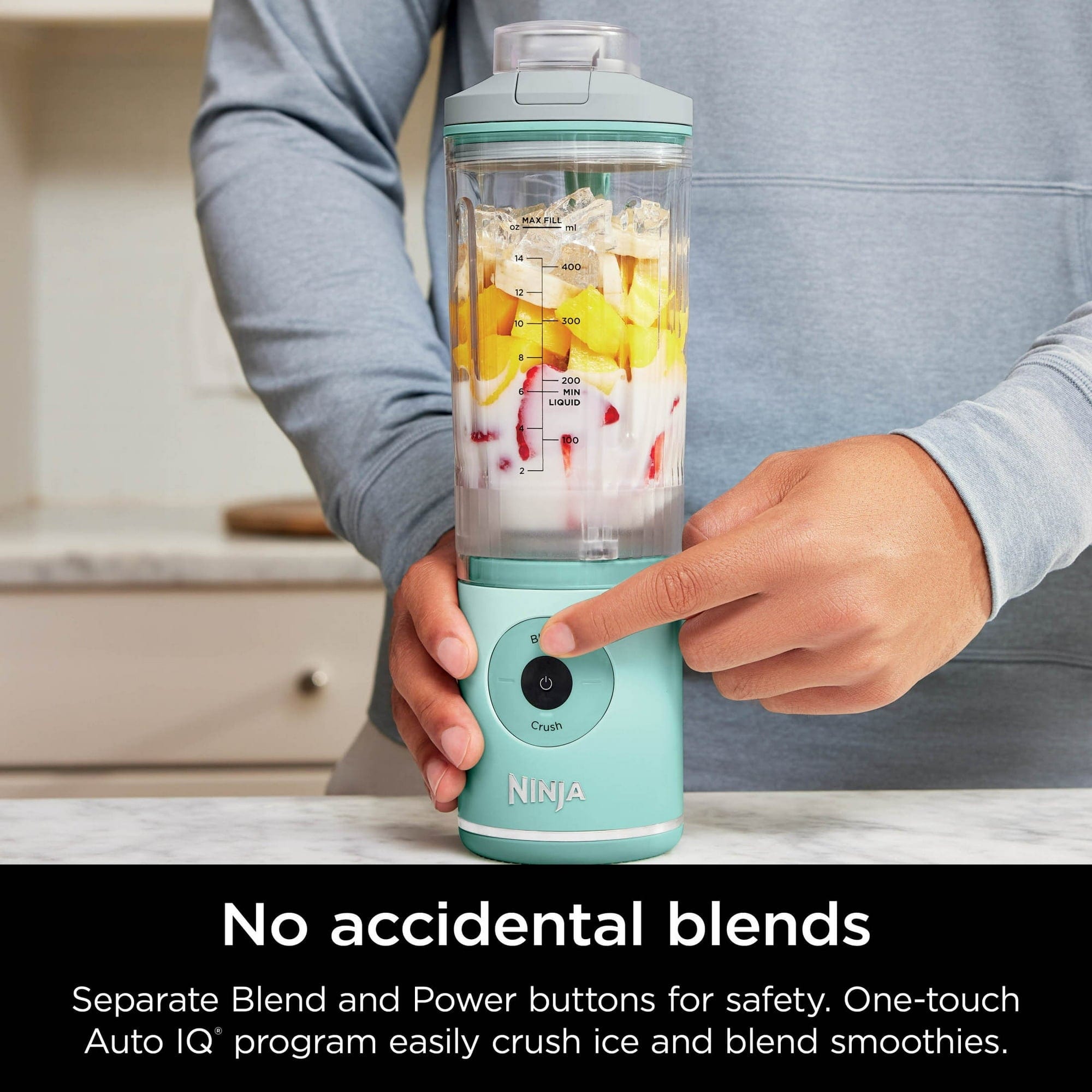 Ninja Blast Max Personal Cordless Blender for Smoothies, Frozen Drinks, Ice Crush, 20 oz. Twist & Go, Mint - Certified Refurbished