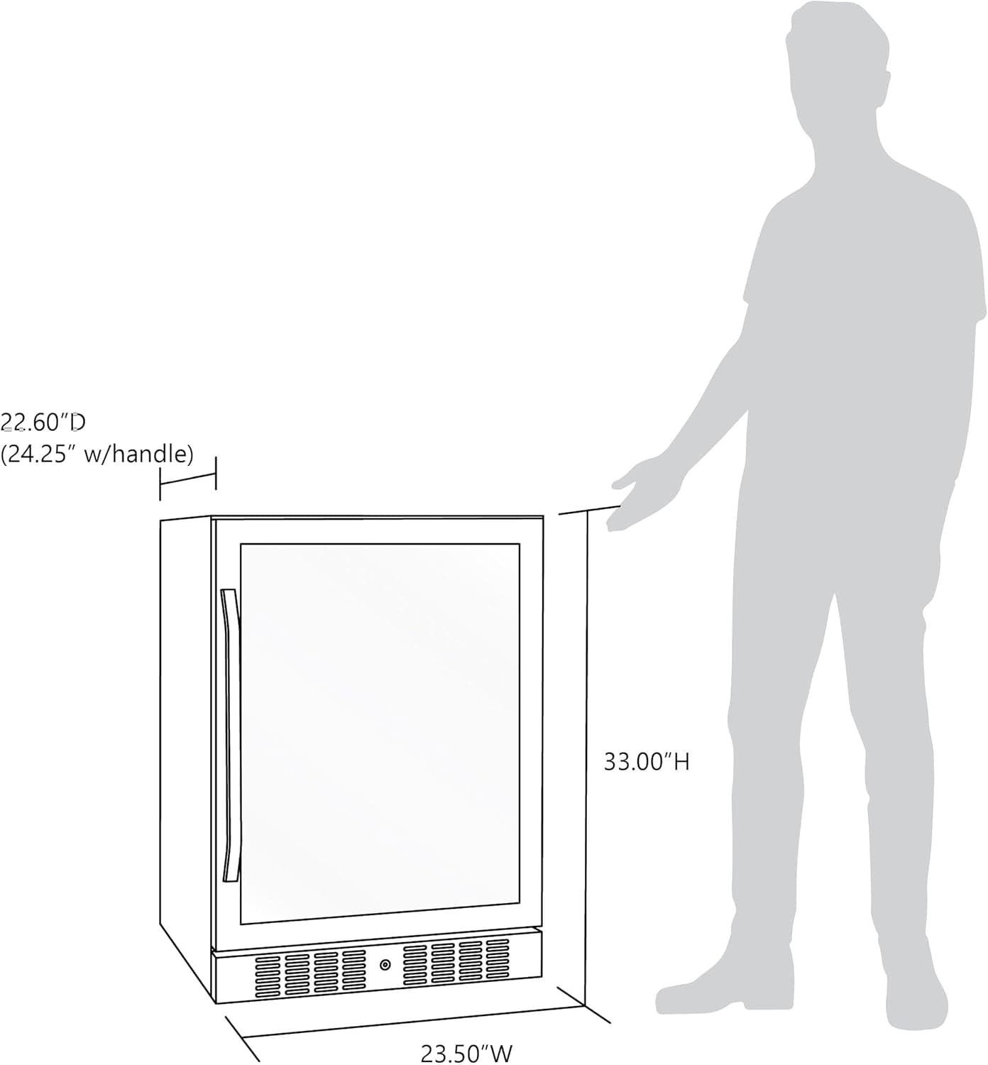 Newair 24" Built-in Beverage Fridge with Triple-Pane Glass, 177 Cans, Stainless Steel - Certified Refurbished