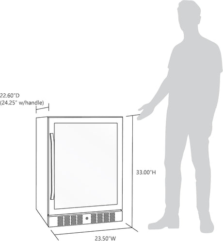 Newair 24" Built-in Beverage Fridge with Triple-Pane Glass, 177 Cans, Stainless Steel - Certified Refurbished