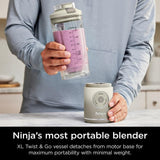 Ninja Blast Max Personal Cordless Blender for Smoothies, Blend, Ice Crush, 22 oz. Twist & Go Vessel, Cream - Certified Refurbished